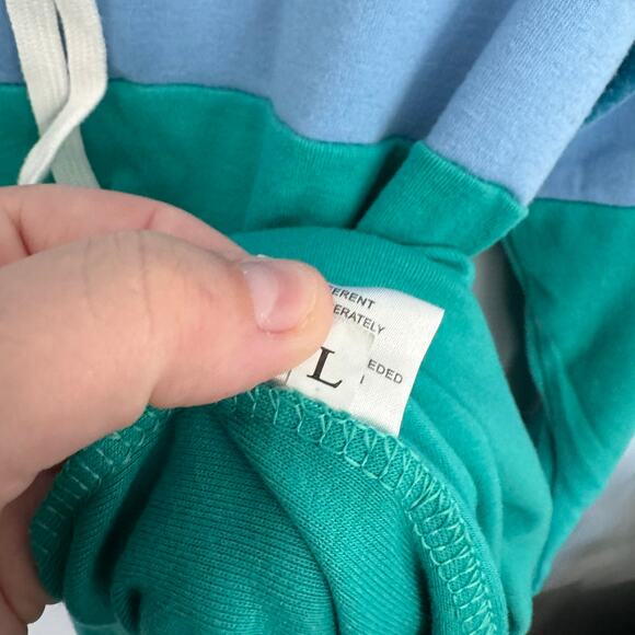 Dbtanjy Mediumweight Pullover Hoodie Top Size Large Colorblock Blue & Green - Picture 7 of 9